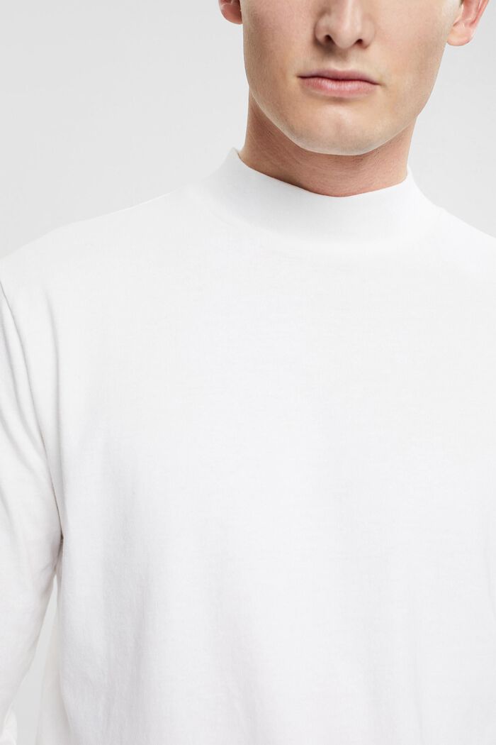 Stand-up collar long sleeve top, WHITE, detail image number 2
