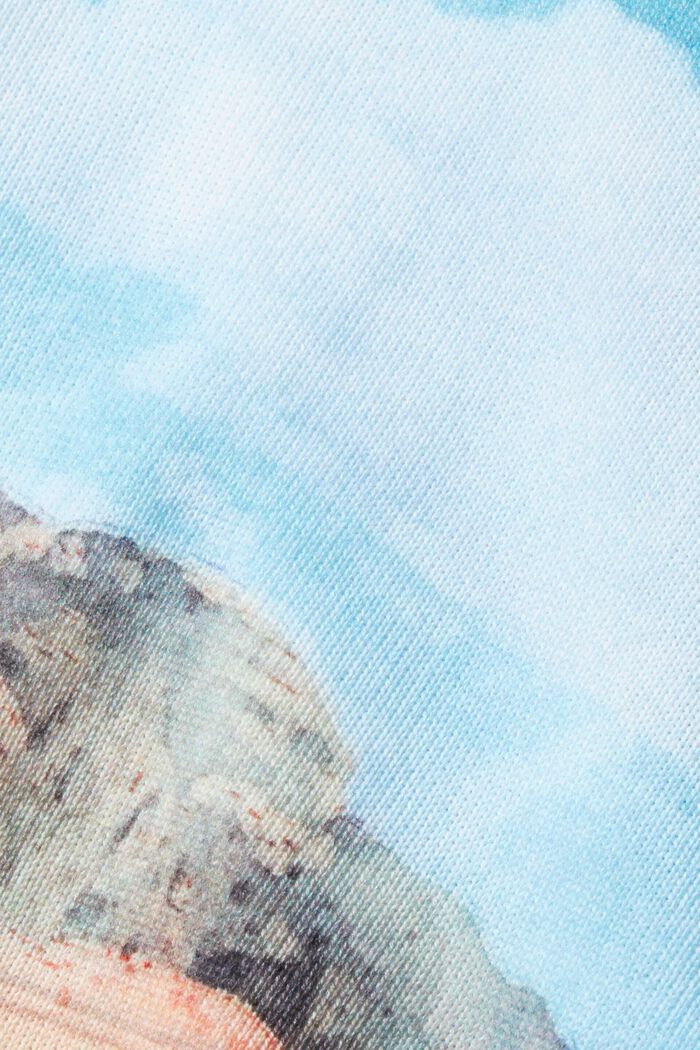 All-over landscape digital print cropped sweater, TURQUOISE, detail image number 5