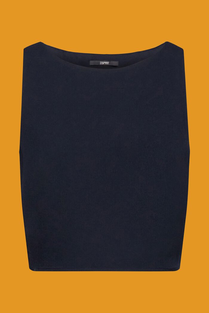短款無袖女裝襯衫, 海軍藍, detail image number 6