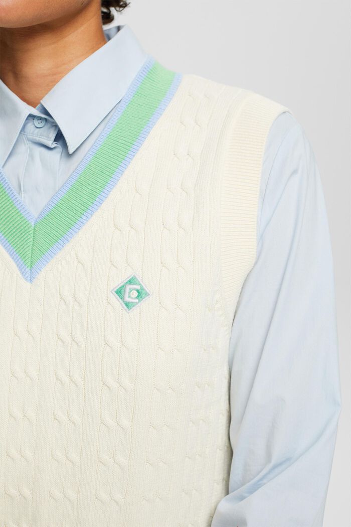 Cable-Knit V-Neck Sweater Vest, ICE, detail image number 2