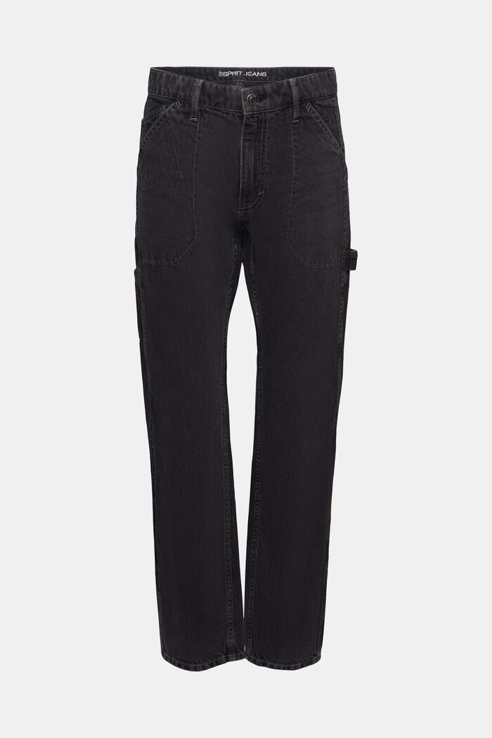 Mid-Rise Straight Jeans, BLACK DARK WASH, detail image number 6