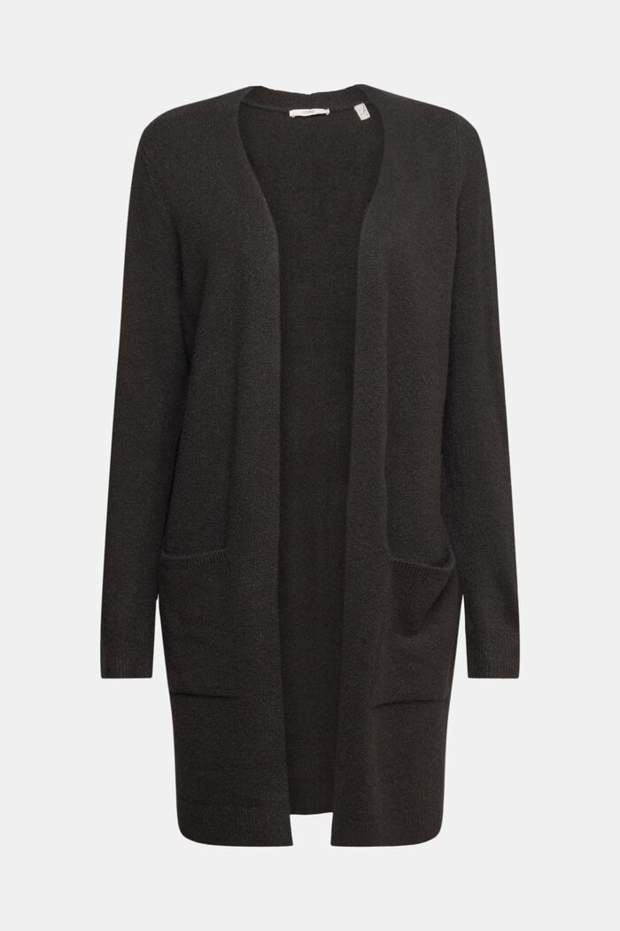 Wool blend: open cardigan, BLACK, detail image number 5