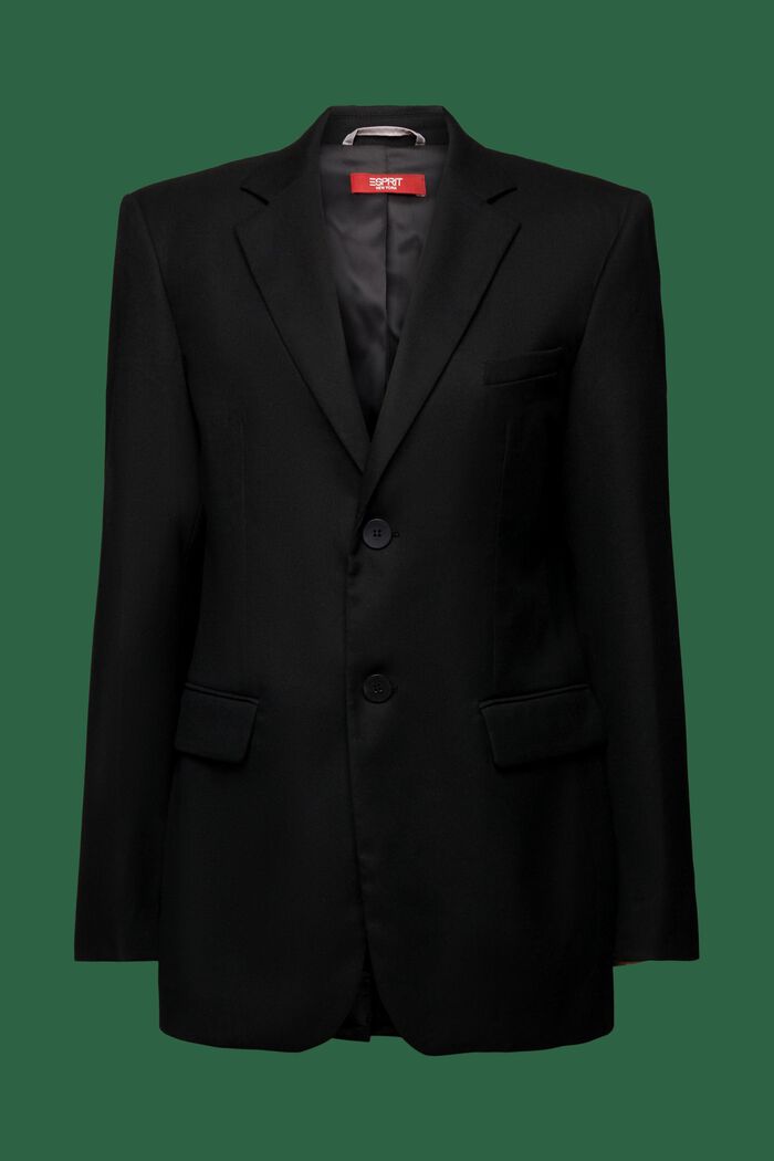 ‌超大廓形法蘭絨西裝外套, 黑色, detail image number 6