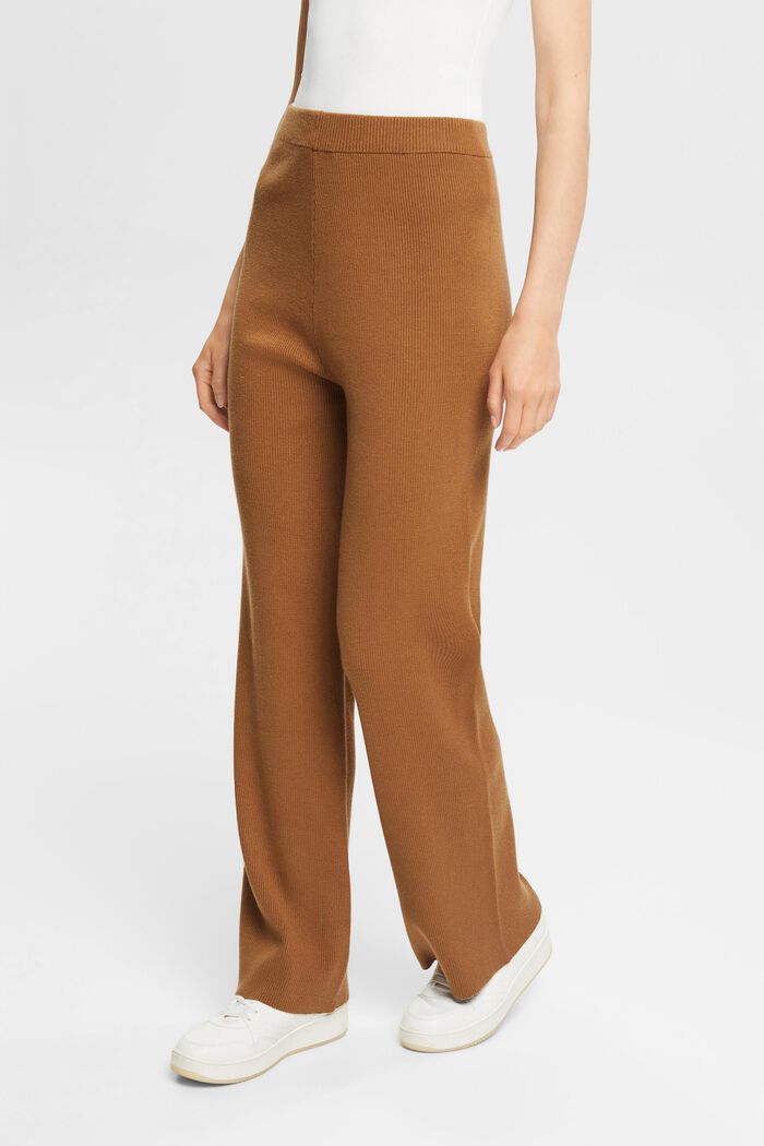 High-rise knit trousers, LENZING™ ECOVERO™, CARAMEL, detail image number 1