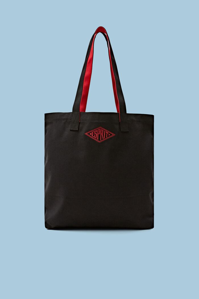Logo Cotton Tote Bag, 黑色, detail image number 0