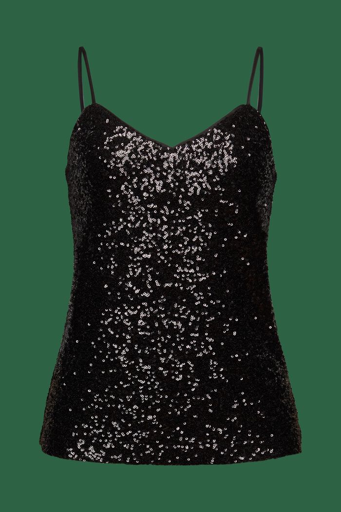Sequined Camisole, BLACK, detail image number 5