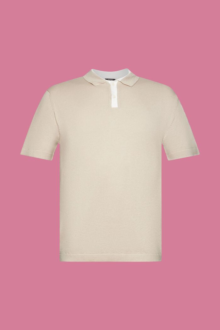 Blended TENCEL and sustainable cotton polo shirt, LIGHT TAUPE, detail image number 6