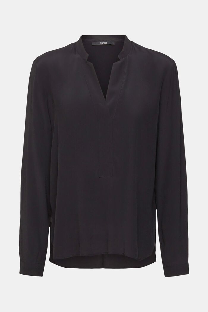 V-neck blouse, LENZING™ ECOVERO™, BLACK, detail image number 2