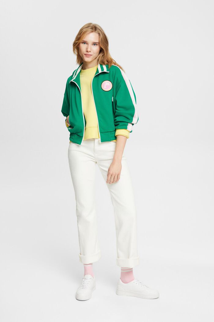 Cropped track style jacket, EMERALD GREEN, detail image number 1