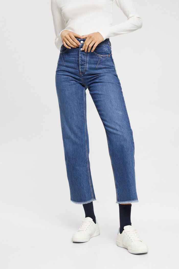 High-Rise Straight Jeans, BLUE MEDIUM WASHED, detail image number 0