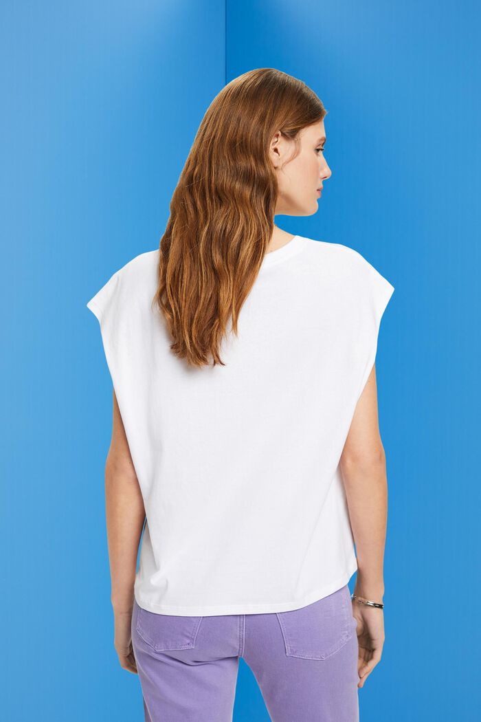 Cotton t-shirt with front print, WHITE, detail image number 3