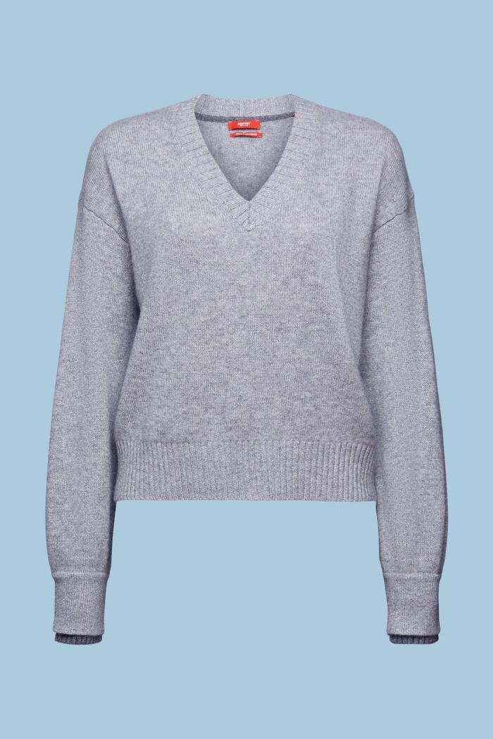 Cashmere V-Neck Sweater, GREY, detail image number 8
