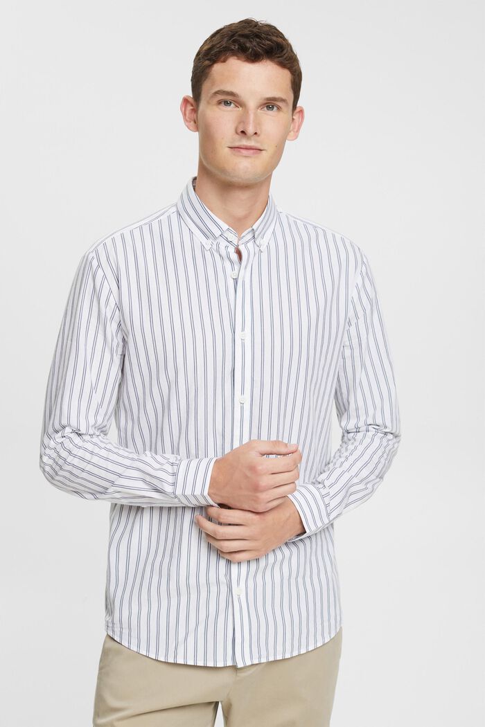 Striped button down shirt, WHITE, detail image number 0