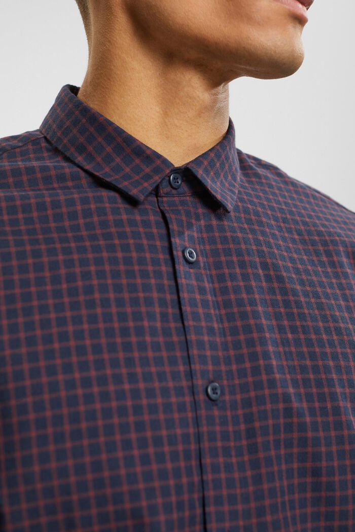 格紋修身襯衫, 海軍藍, detail image number 0