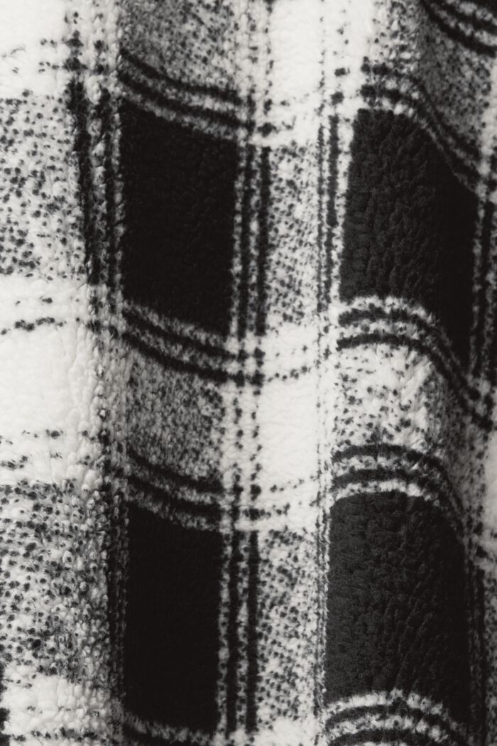格紋泰迪絨襯衫式外套, 黑色, detail image number 1