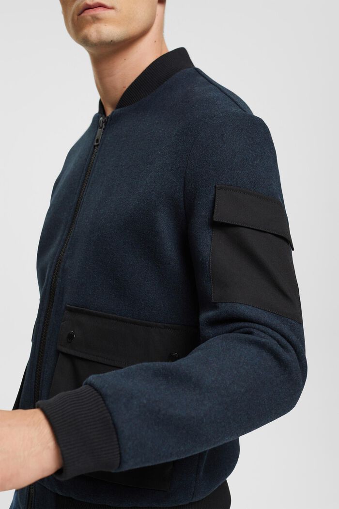 Wool blend bomber jacket, PETROL BLUE, detail image number 4