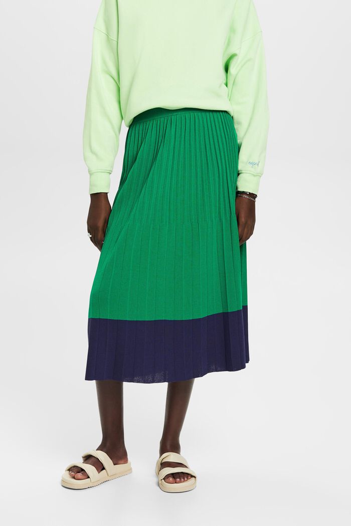 Pleated midi skirt, EMERALD GREEN, detail image number 0
