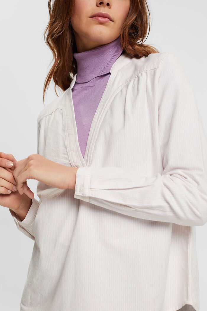 Long sleeved oxford striped blouse, OFF WHITE 3, detail image number 2