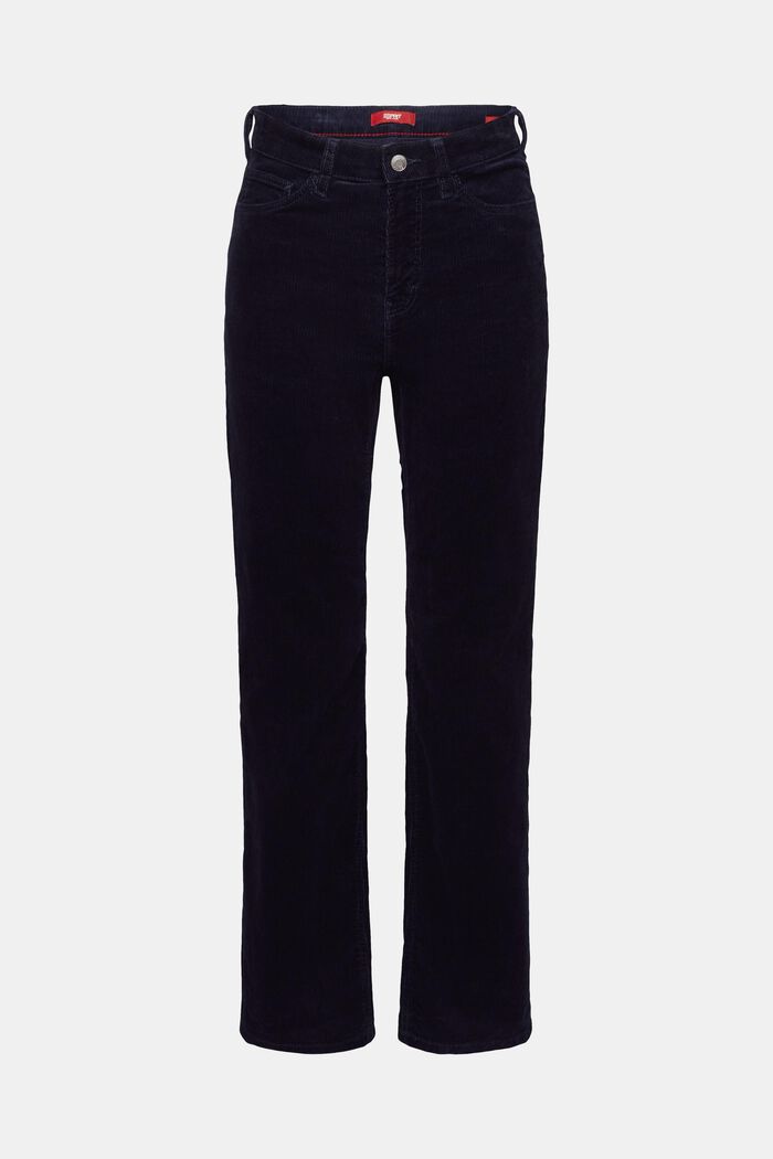 High-Rise Straight Fit Corduroy Trousers, NAVY, detail image number 6