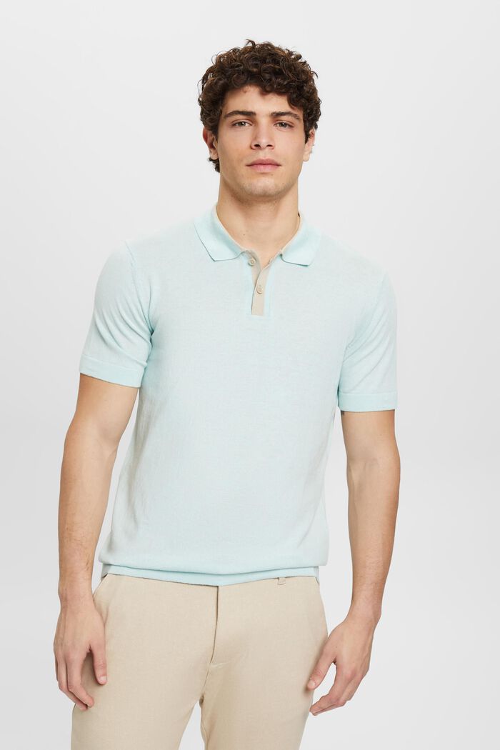 Blended TENCEL and sustainable cotton polo shirt, LIGHT AQUA GREEN, detail image number 0