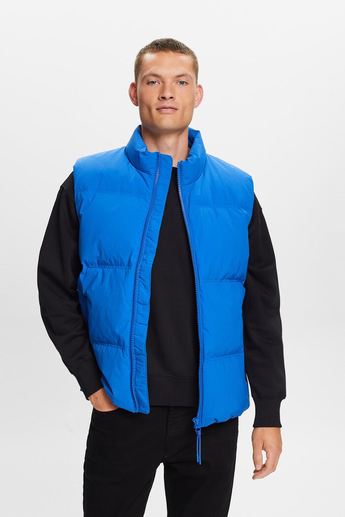 Recycled: puffer waistcoat with down, BRIGHT BLUE, detail image number 0