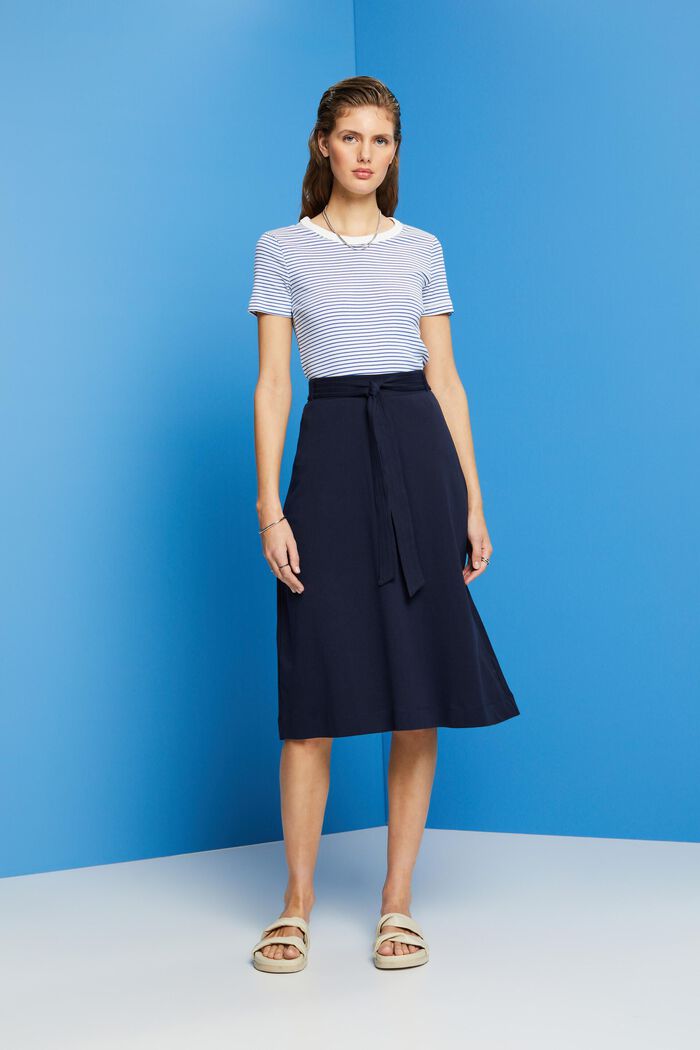 Jersey skirt with a belt, NAVY, detail image number 4