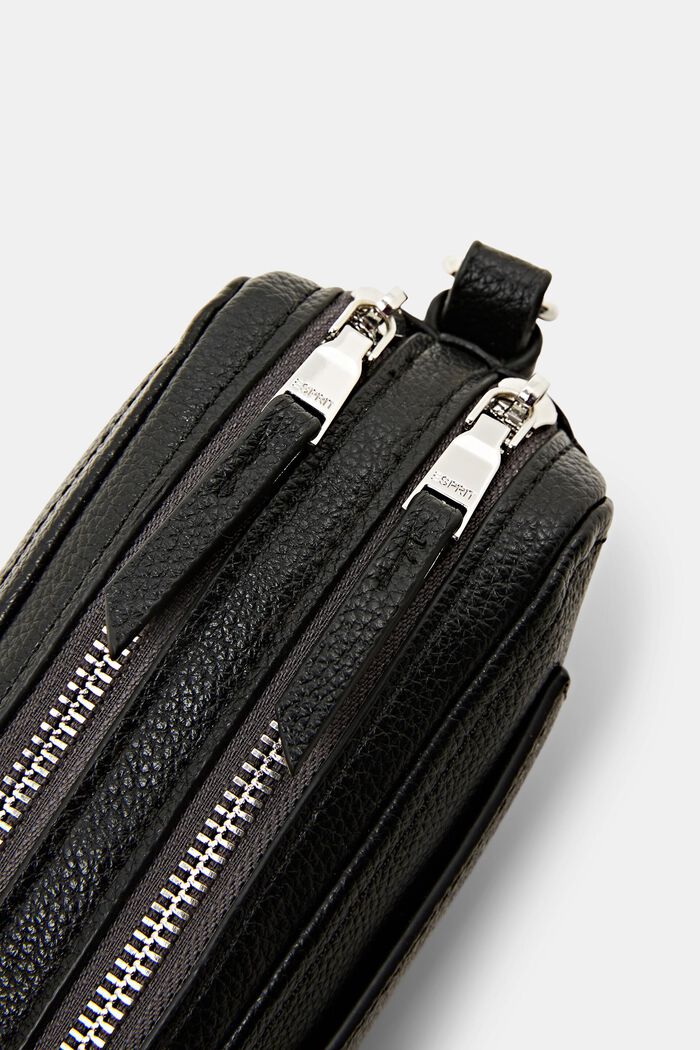 Small faux leather shoulder bag, BLACK, detail image number 1