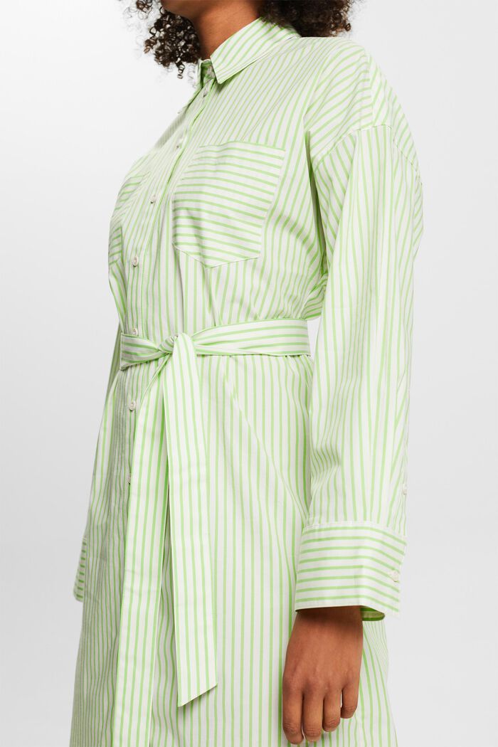 條紋府綢恤衫連身裙, 綠色, detail image number 4