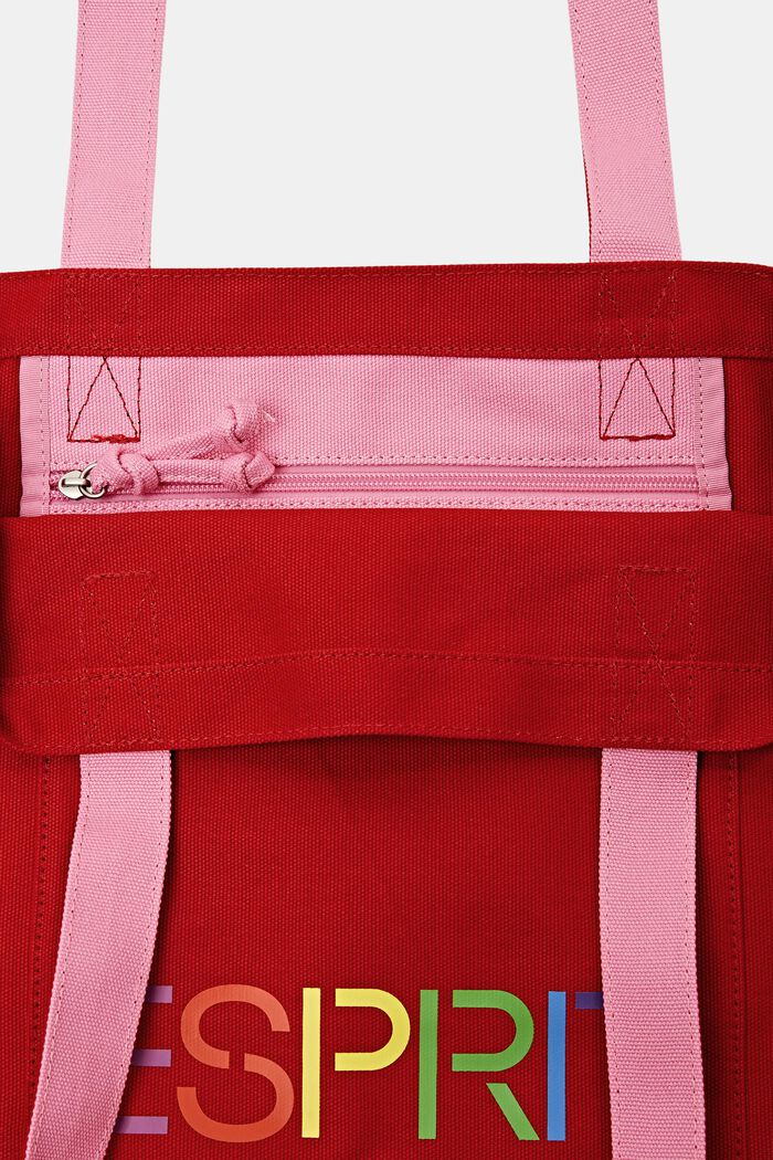 LOGO標誌帆布手挽袋, 深紅色, detail image number 4