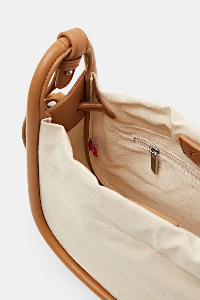 Vegan Leather-Trimmed Shoulder Bag, SAND, detail image number 3