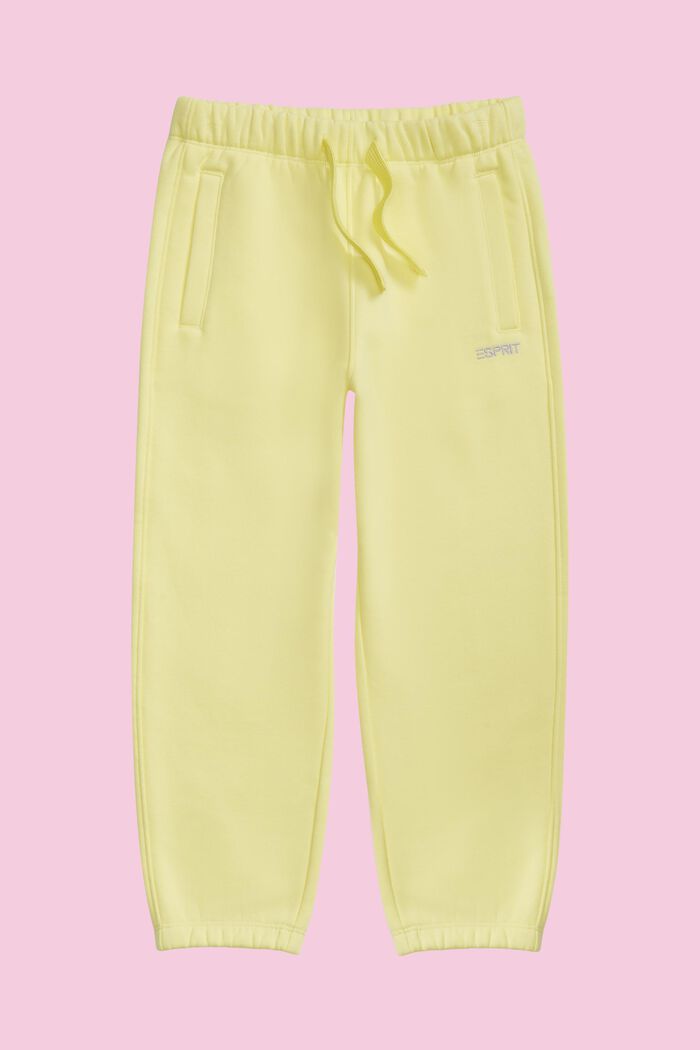 棉質混紡LOGO標誌運動褲, 淡黃色, detail image number 0