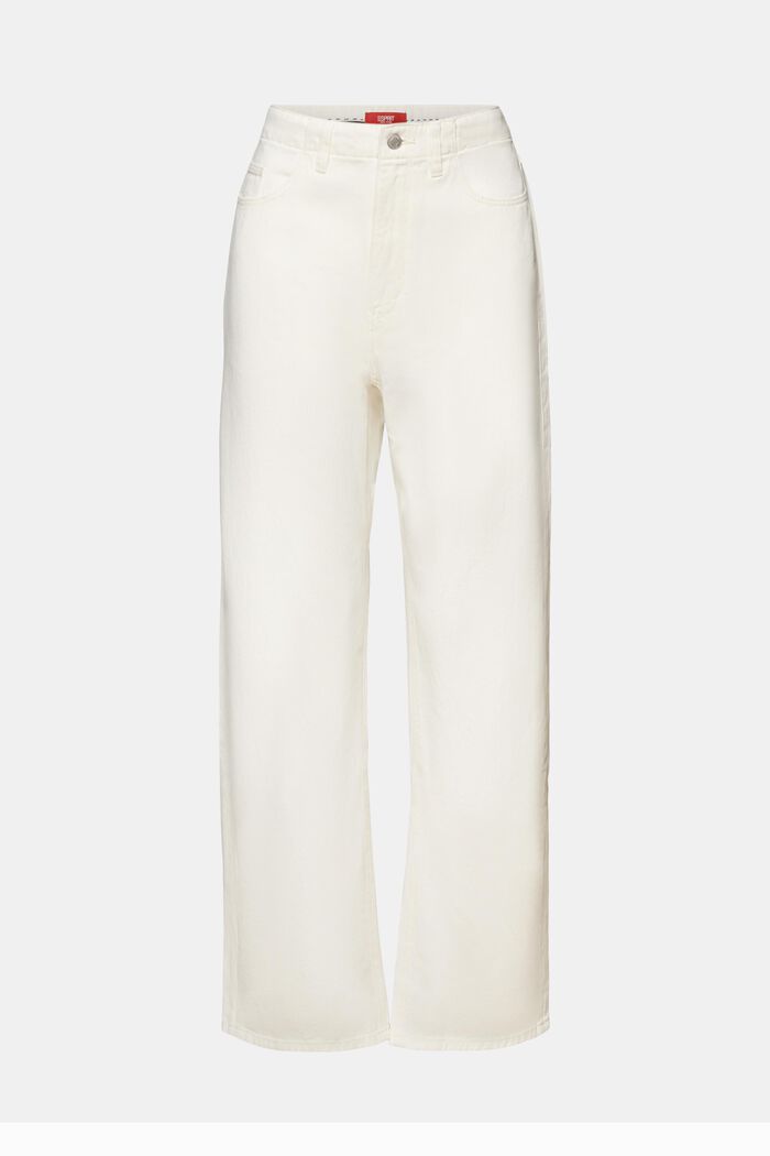 Wide leg twill trousers, 100% cotton, OFF WHITE, detail image number 8