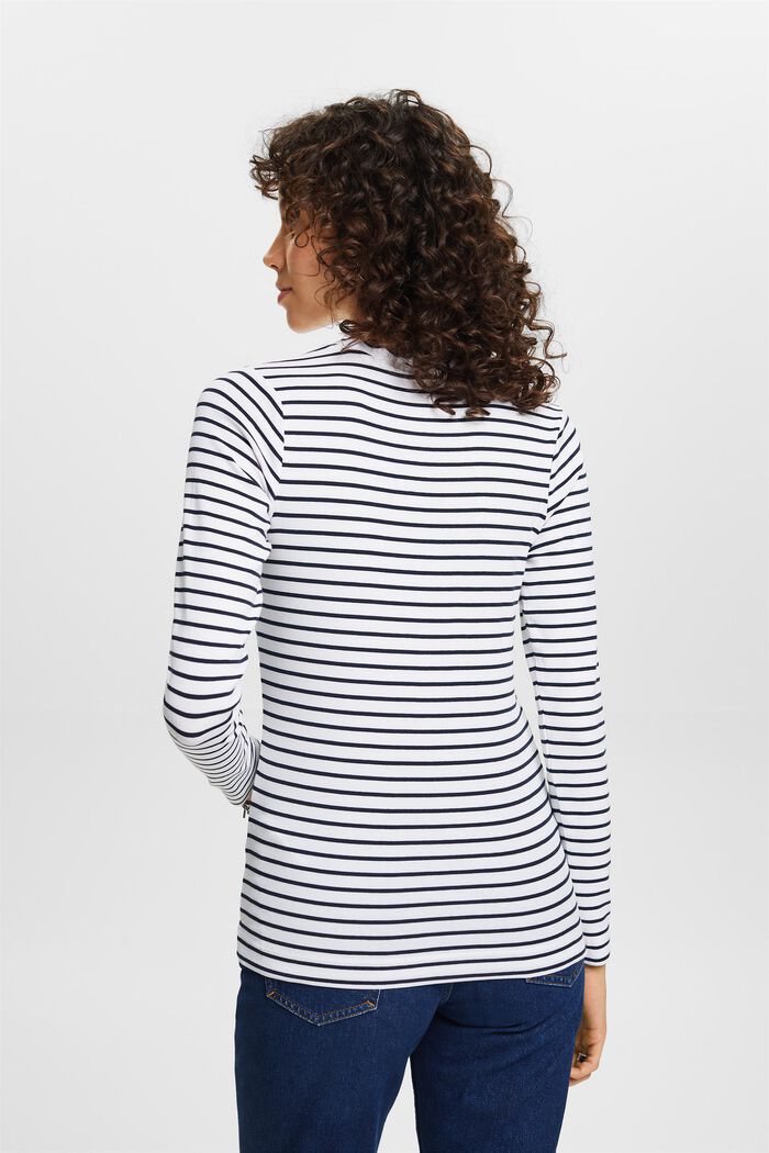 Scallop-Trim Cotton Jersey Top, WHITE, detail image number 3