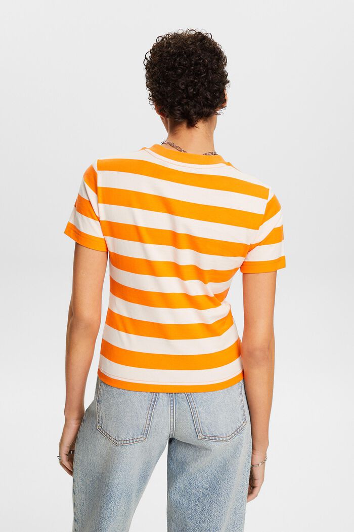 條紋LOGO標誌棉質T恤, 橙紅色, detail image number 2