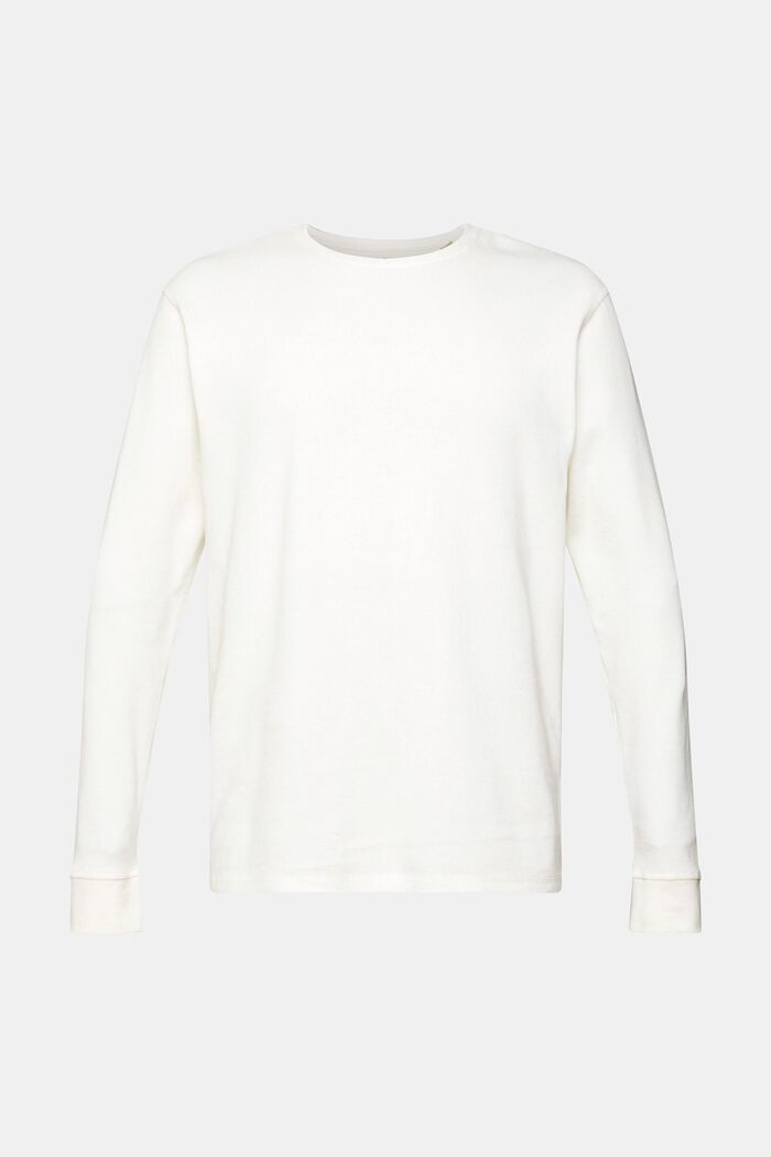 Waffle piqué long sleeve top, OFF WHITE, detail image number 6