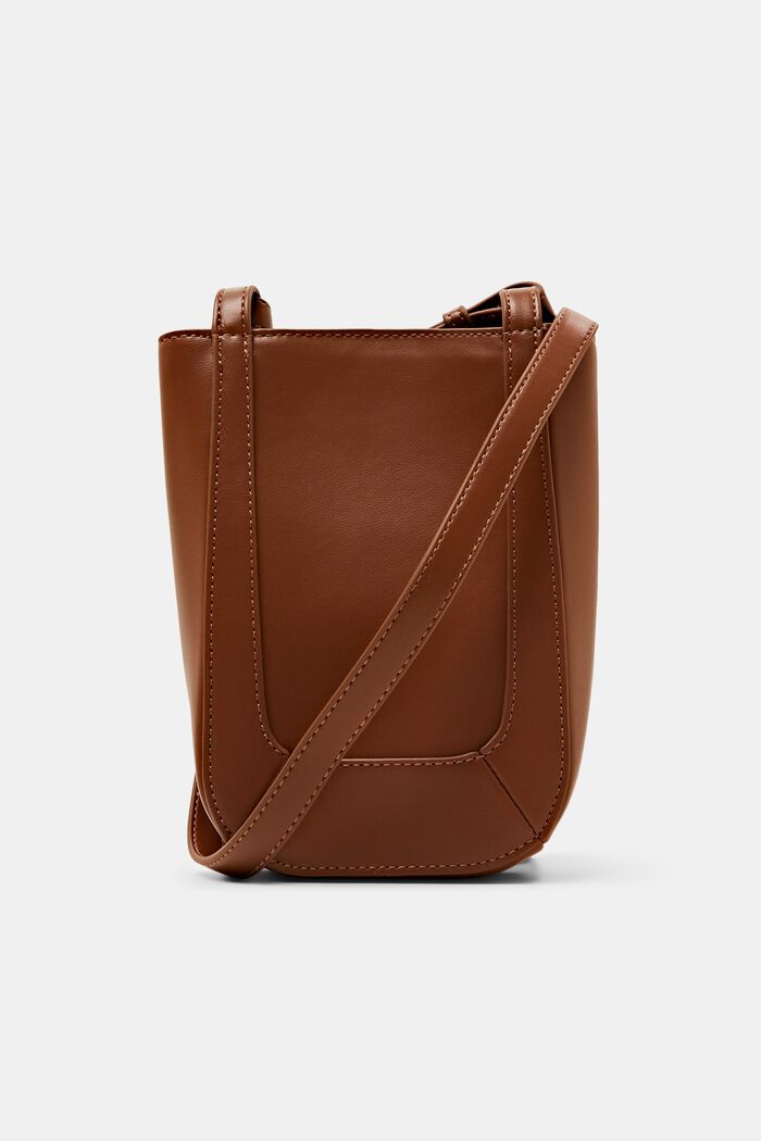 Faux Leather Crossbody Phone Bag, CARAMEL, detail image number 0