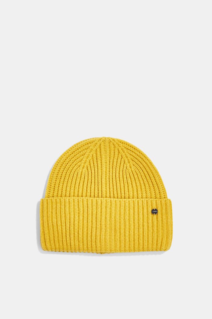 羊毛混紡：素色帽, 黃色, detail image number 0
