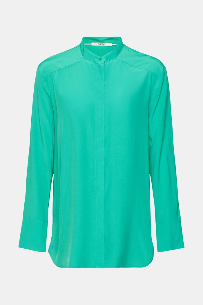 Blouse with banded collar, LIGHT GREEN, detail image number 2