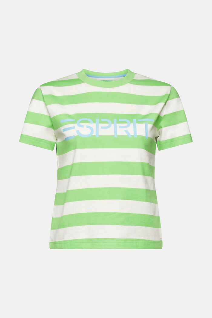Striped Logo Cotton T-Shirt, CITRUS GREEN, detail image number 5