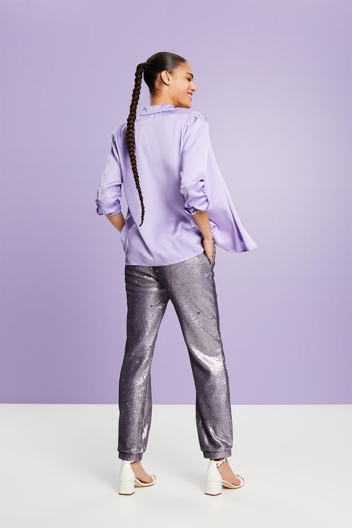 ‌亮片緞面長褲, 淺紫色, detail image number 2
