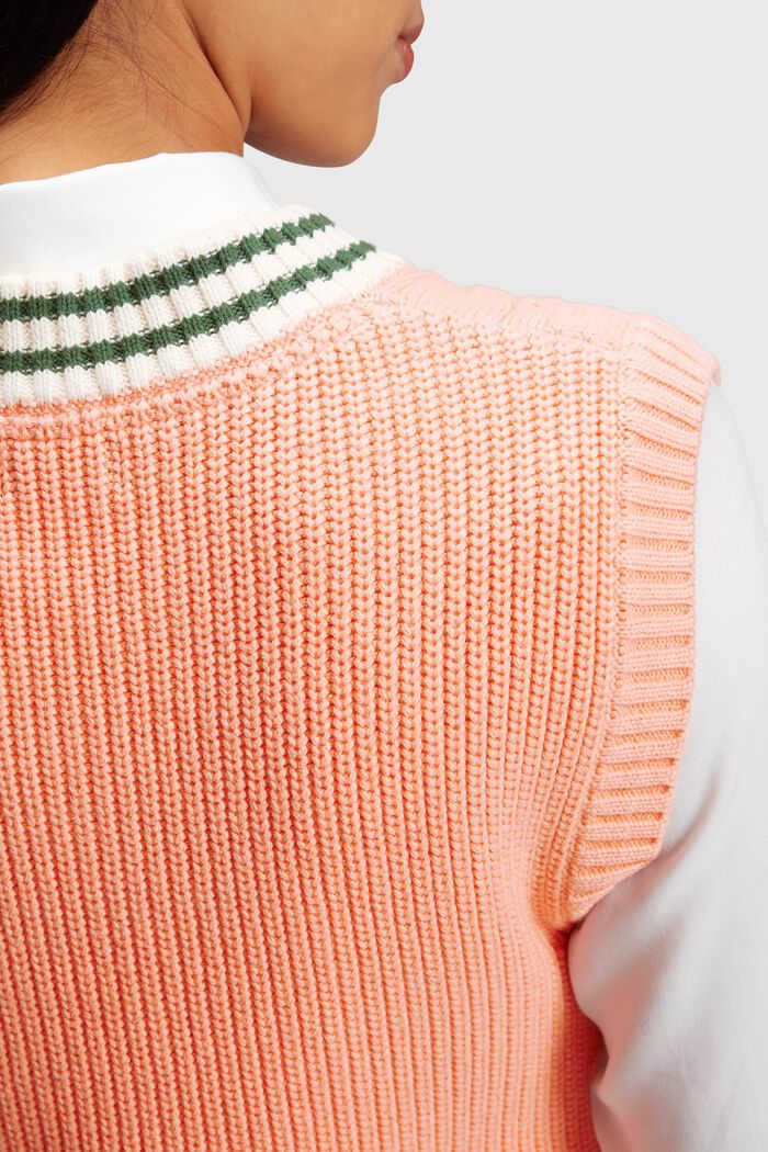 Dolphin badge cable knit vest, PINK, detail image number 3