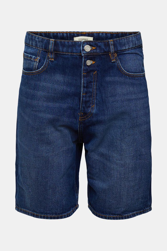 Loose fit sustainable denim shorts, BLUE DARK WASHED, detail image number 8