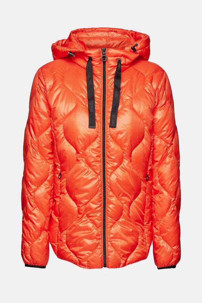 Quilted puffer jacket with a hood, ORANGE RED, detail image number 6