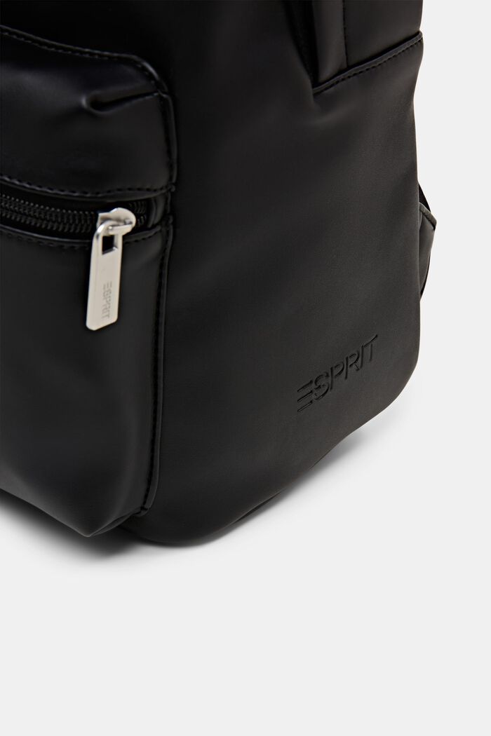 Vegan Leather Zip Pouch Backpack, BLACK, detail image number 1
