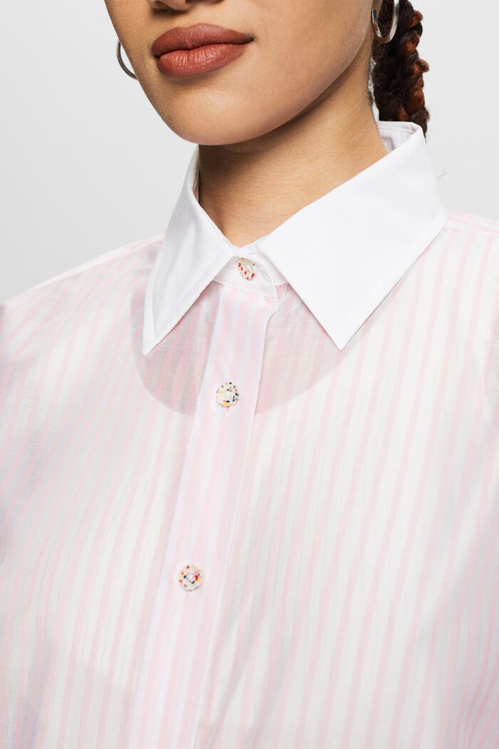透明條紋鈕扣恤衫, 淺粉紅色, detail image number 3