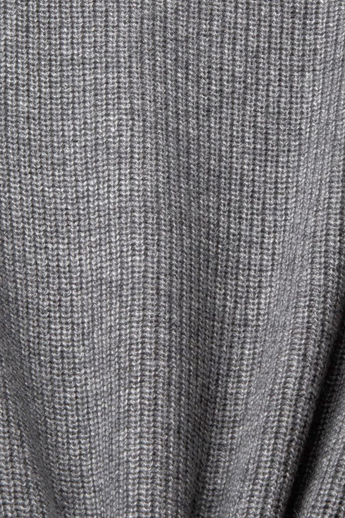 Wool Blend Rib-Knit Vest, MEDIUM GREY, detail image number 4