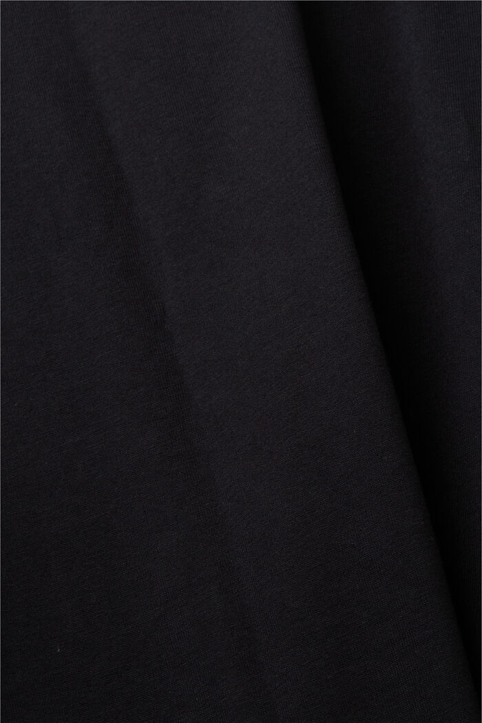 100%純棉平織布胸前印花T恤, 黑色, detail image number 6