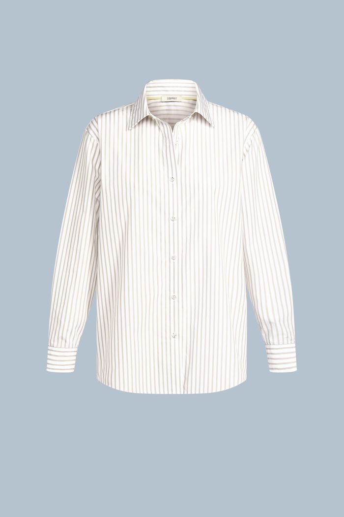 Striped Cotton-Poplin Shirt, LIGHT GREY, detail image number 6