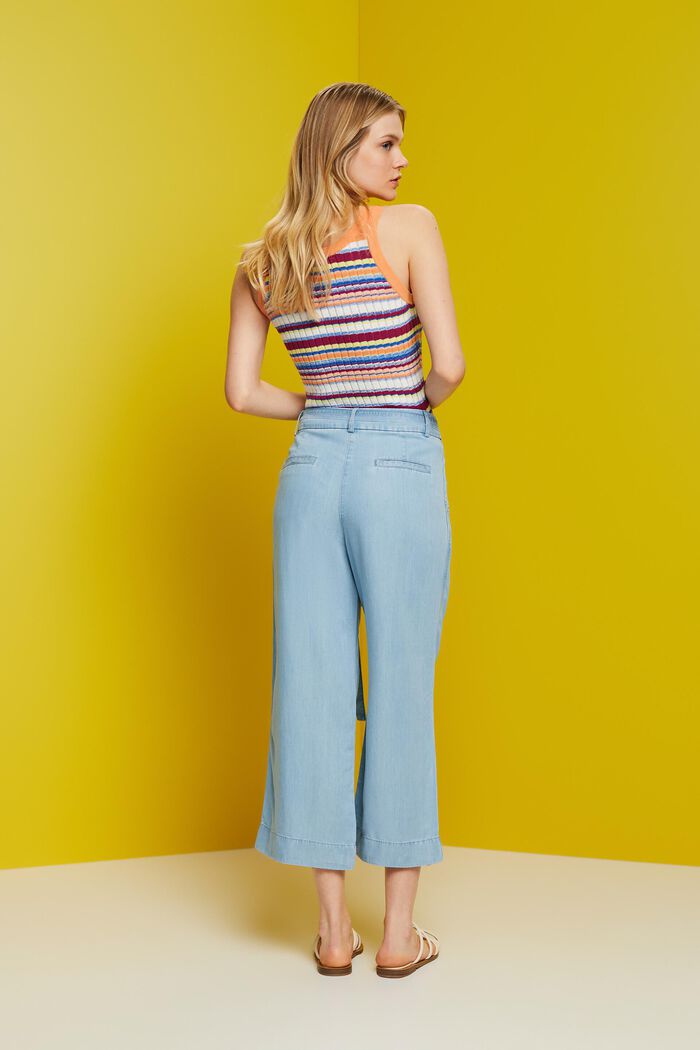 Cropped wide leg trousers, TENCEL™, BLUE LIGHT WASHED, detail image number 3
