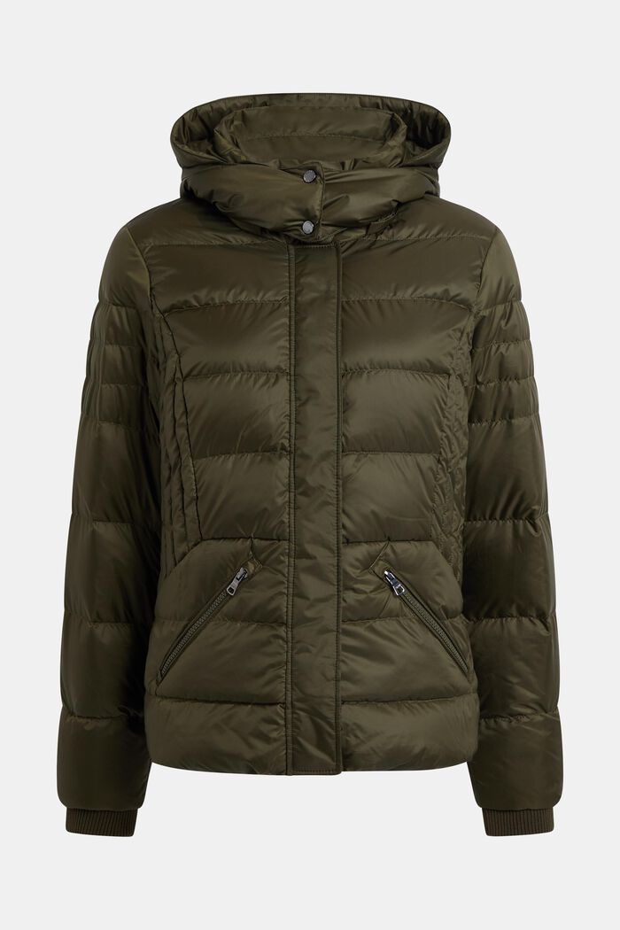 Hooded Quilted Puffer Jacket, DARK KHAKI, detail image number 4